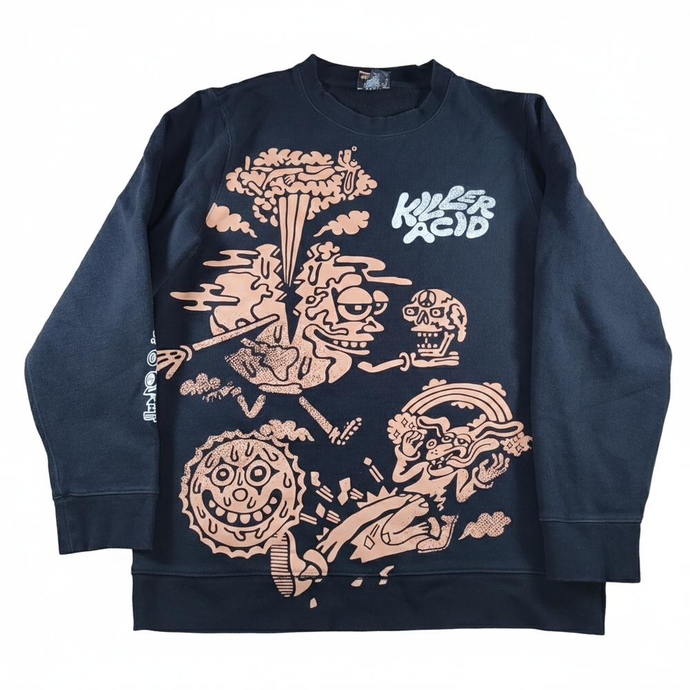 ​Killer Acid Mind Melt Graphic Sweatshirt L Black Psychedelic Streetwear Grunge
